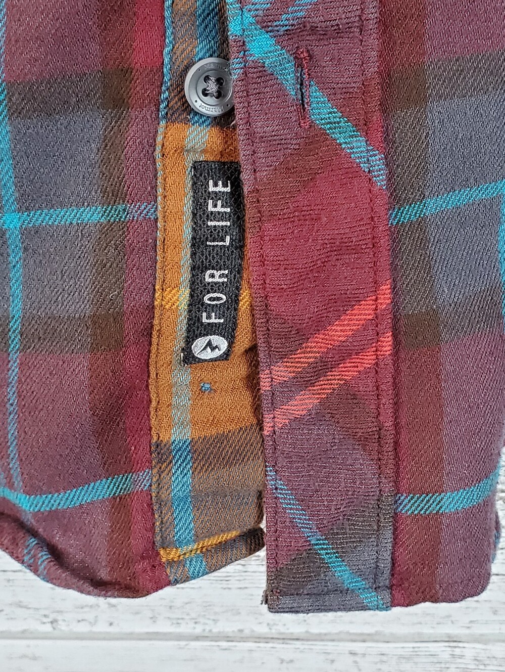 Marmot Anderson Plaid Flannel Shirt Burgundy Teal CoolMax Button Up - Picture 7 of 10